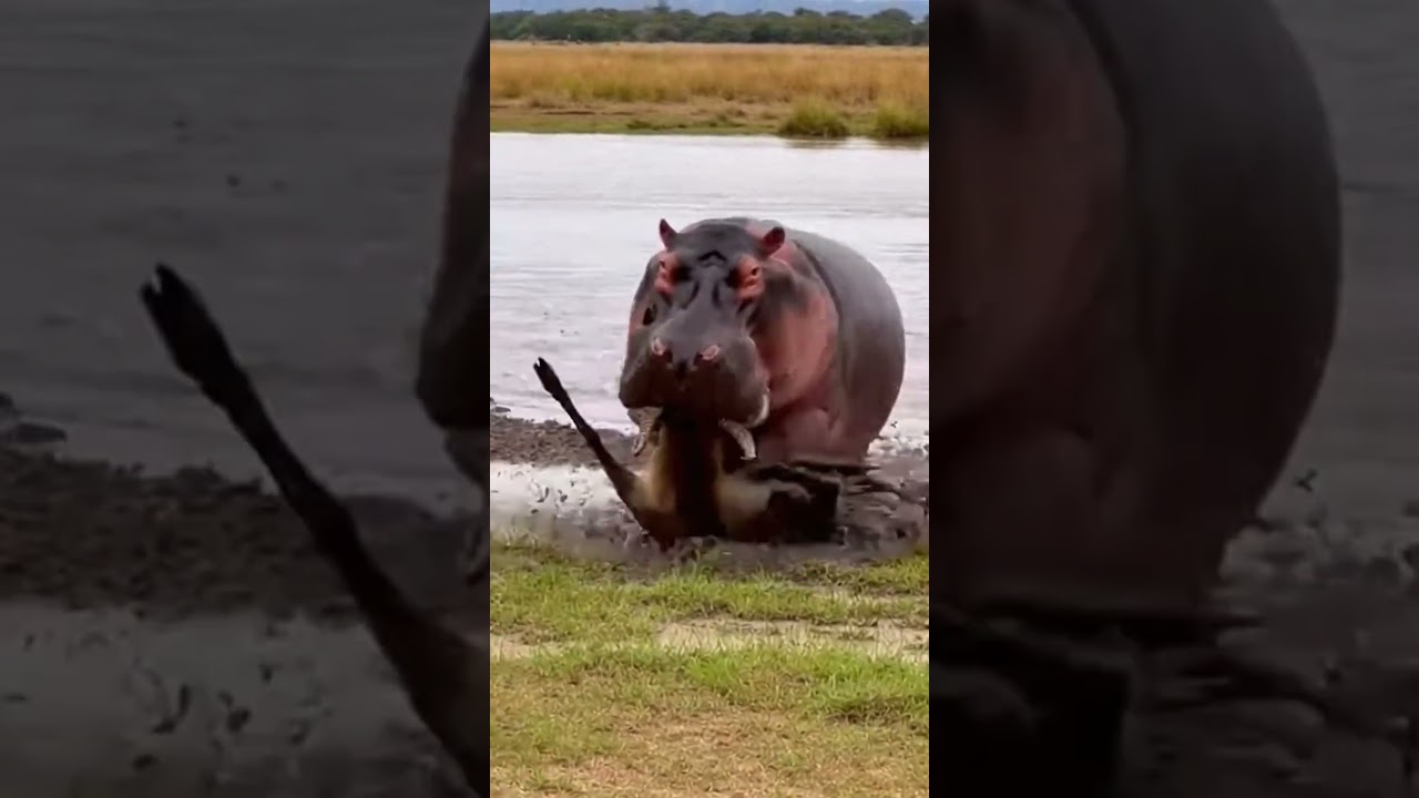 Hippo Grabs Deer’s Head