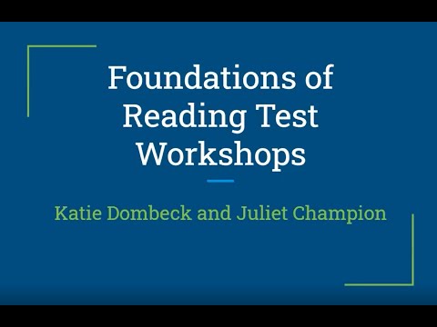 Workshop 1 - Foundations of Reading Test (FoRT) - Test Logistics and Phonological Awareness