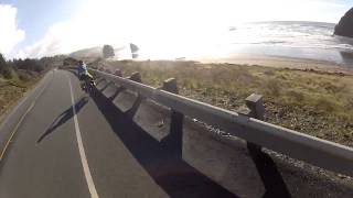 Cycling south of Gold Beach, OR on Highway 101.