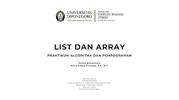 [3] Array dan List | Praktikum Algoritma dan Pemrograman