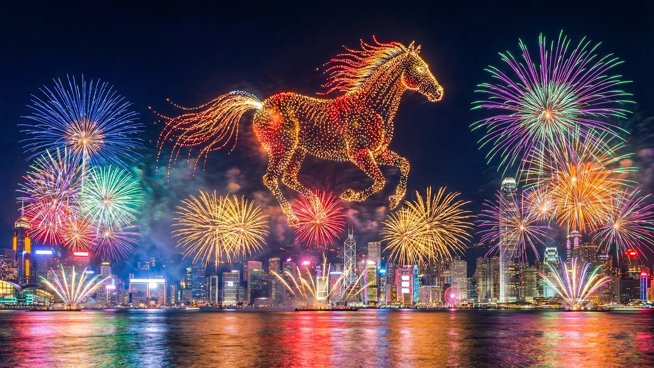 Китайский Новый год в Гонконге 2026 🎆 | Захватывающий новогодний фейерверк в гавани Виктория