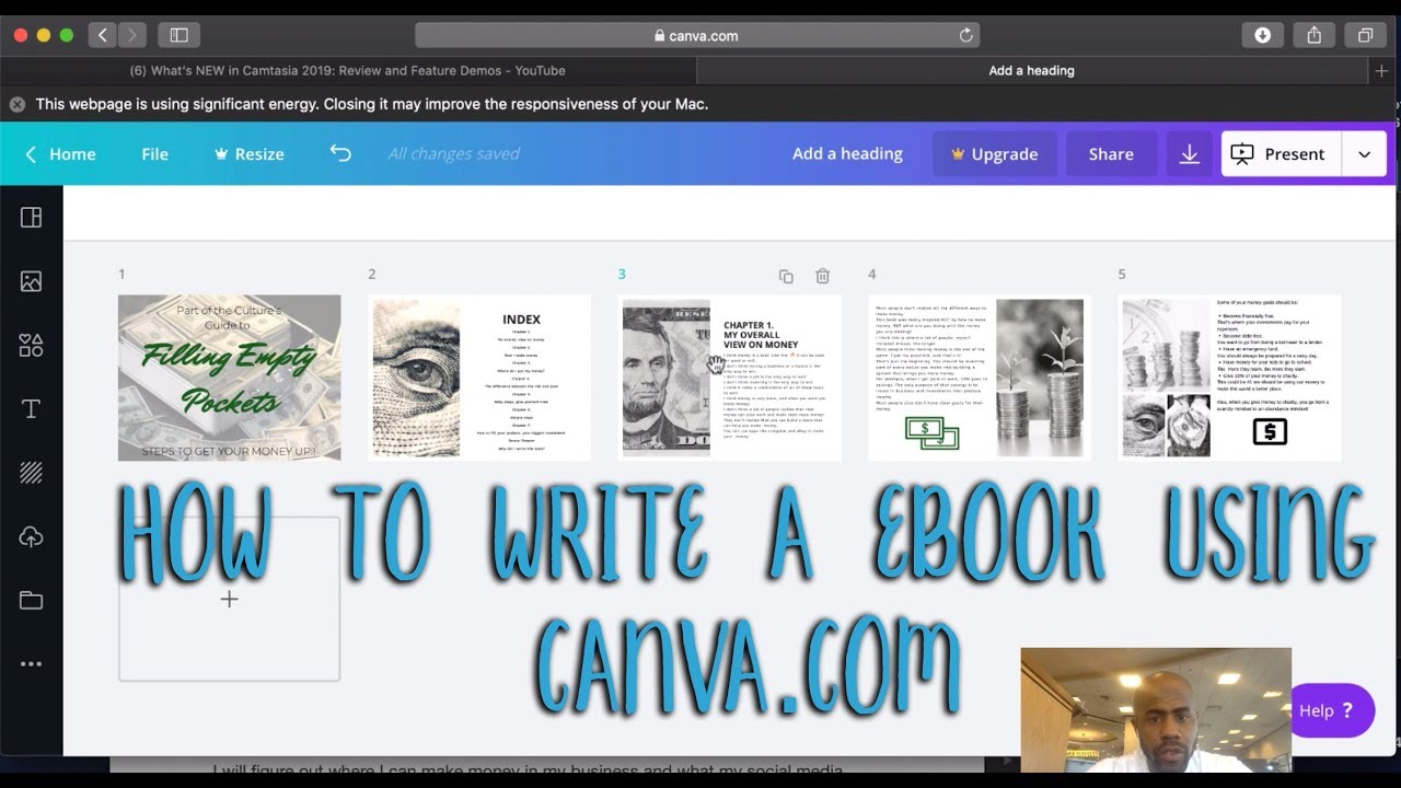 How to write a ebook for free using canva.com - YouTube