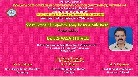 WEBINAR ON Construction of Topology from Basis & Sub basis