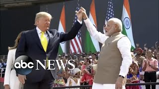 Thousands greet President Trump as he arrives in India | ABC News