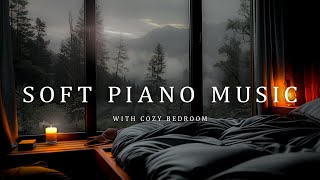Relaxing Bedroom Melodies - Soft Lights With Serene Piano And Rainy Day Atmosphere 🎉