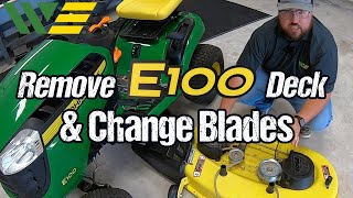 How to Change John Deere E100 Mower Blades and Remove Deck Thumbnail
