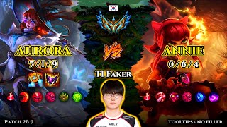 T1 Faker | Aurora MID vs Annie | Patch 26.9 | 2026-05-03 | KR CHALLENGER