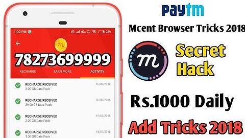 MCent Browser. Point how to transfer Paytm100% real trick with proof