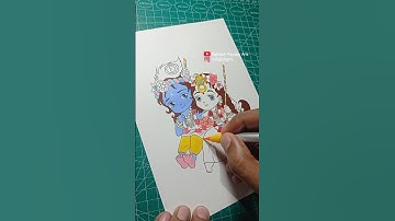 Drawing Cute Radha Krishna ji 🦚❤️ #radhakrishna #drawing #shorts