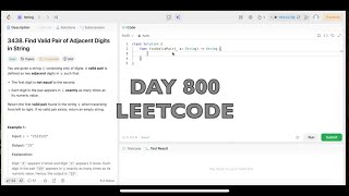 Day 800: LeetCode Problem 3438. Find Valid Pair of Adjacent Digits in String - Swift
