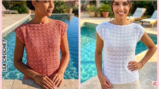 TOP "TEXAS" AU CROCHET FACILE TOUTES TAILLES FIL @Loupassion 