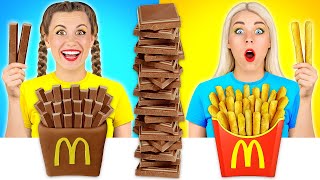 Desafío De Comida Real Vs De Comida Chocolate Por Teendo Challenge