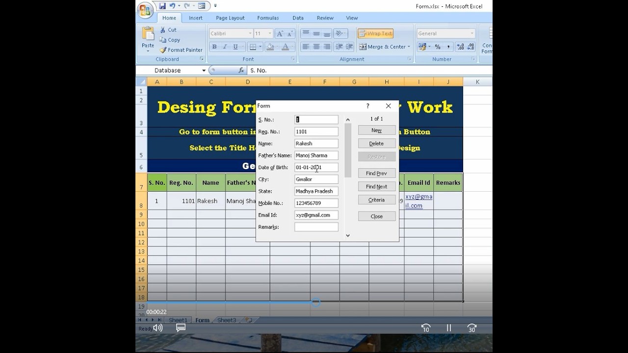 How to Create Data Entry Form in Excel - YouTube