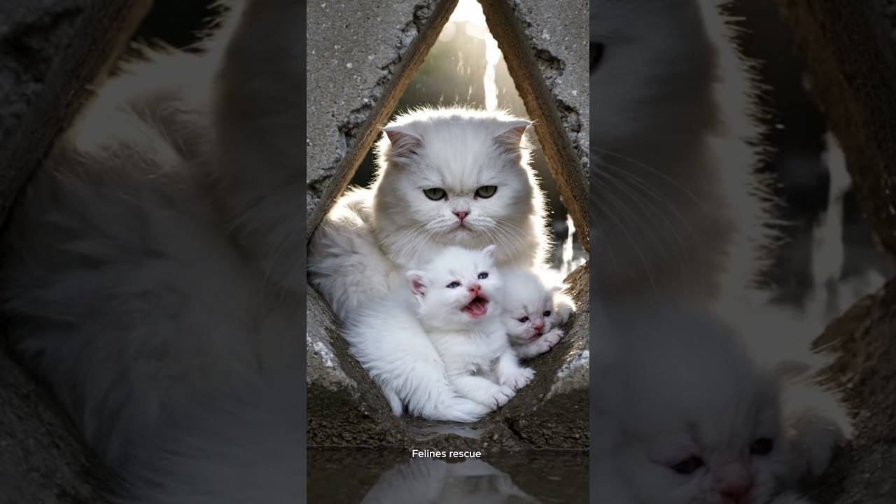 Heroic Mother Cat Saves Her Flooded Kittens 
