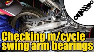 How to check Motorcycle swing arm and rear suspension linkage bearings #1952