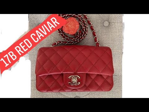 Chanel Classic Mini Rectangular Flap Bag In Red Quilted Caviar With Shiny  Silver Hardware SOLD