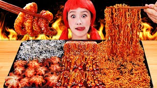 🌶Hot Spicy Octopus Enoki mushroom Mukbang🌶매운 불닭 쭈꾸미 팽이버섯 먹방 JiniYum 지니얌