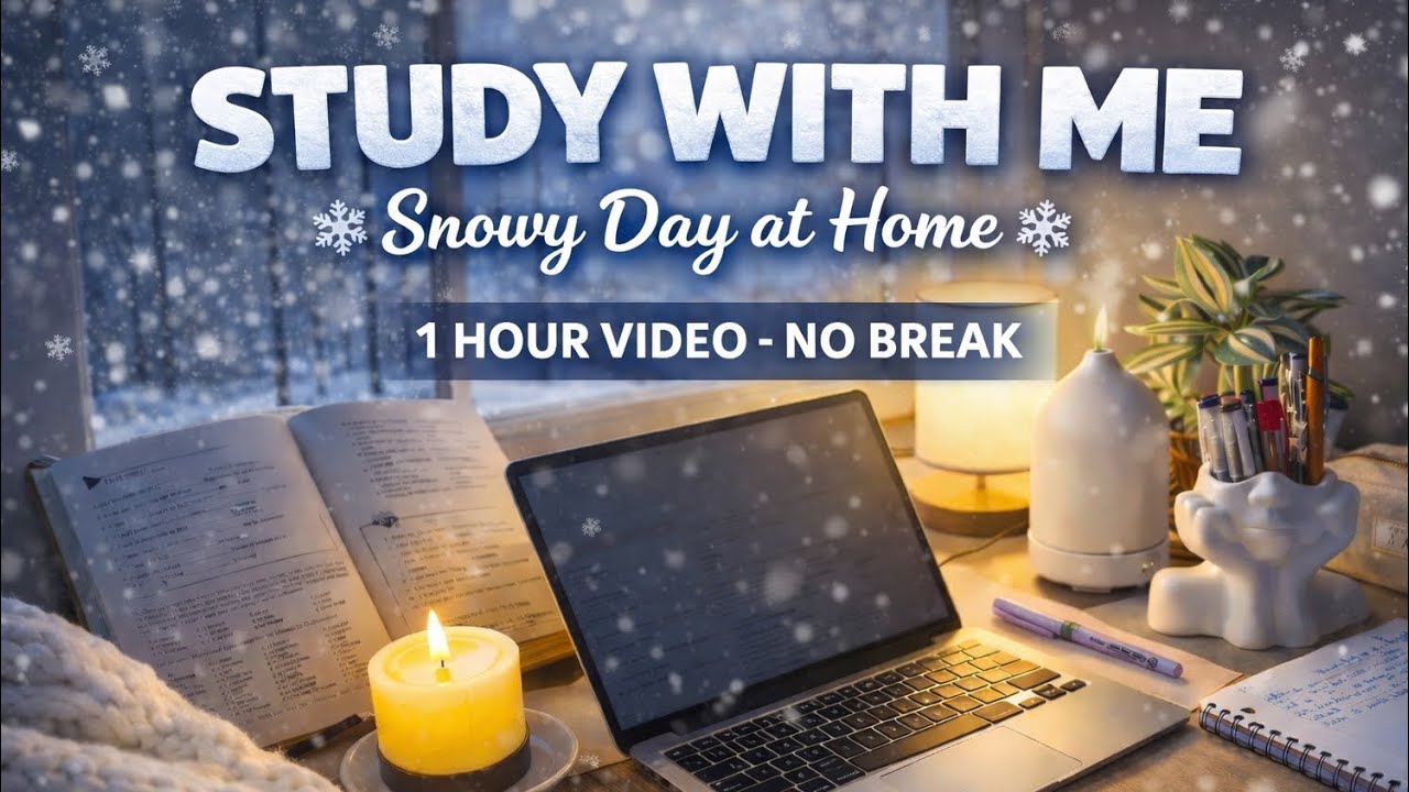 1 Hour Study With Me ❄️ | Soft Piano | Calm Snowy Day | No Break Focus