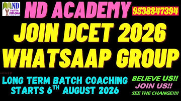 JOIN ND Academy Whatsapp Group for All DCET Updates!!!! ND Academy DCET 2026 ONLINE Coaching UPDATE