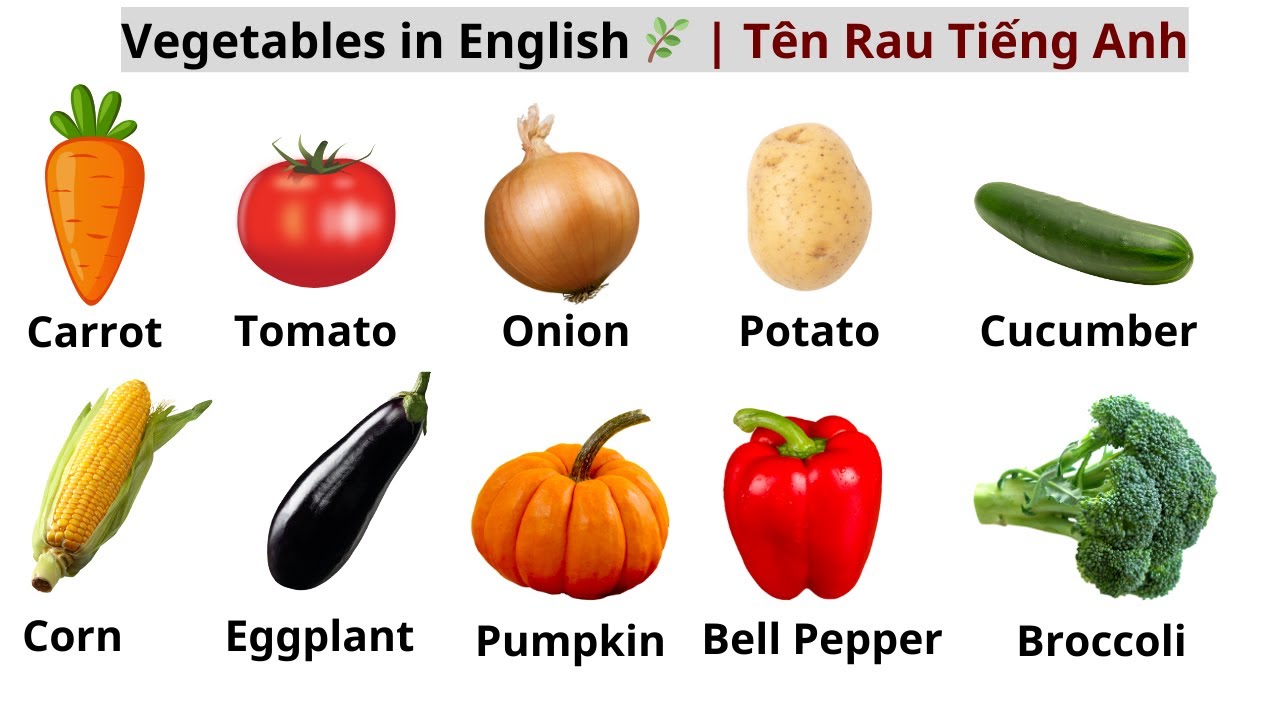 Học tên các loại rau, củ bằng Tiếng Anh | Learn Vegetable names for ...