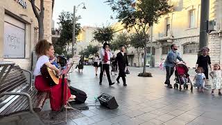 Busking on Jaffa Street in Jerusalem