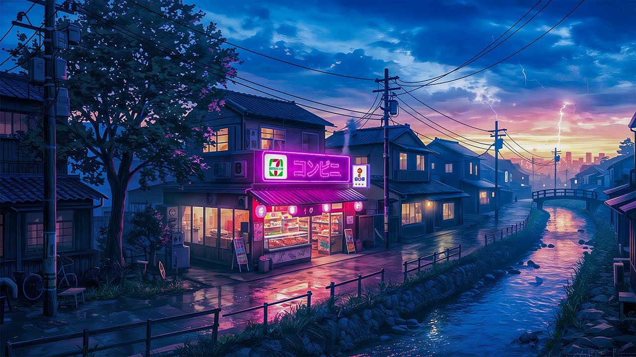 Relax In Lofi Retro Tokyo Town | Lofi Hip Hop Radio | Rain Sounds ...