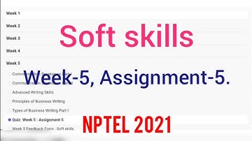 NPTEL | Soft skills | Week-5, Assignment-5 | NPTEL Assignment 5 Answers | Swayam | 100% Correct.