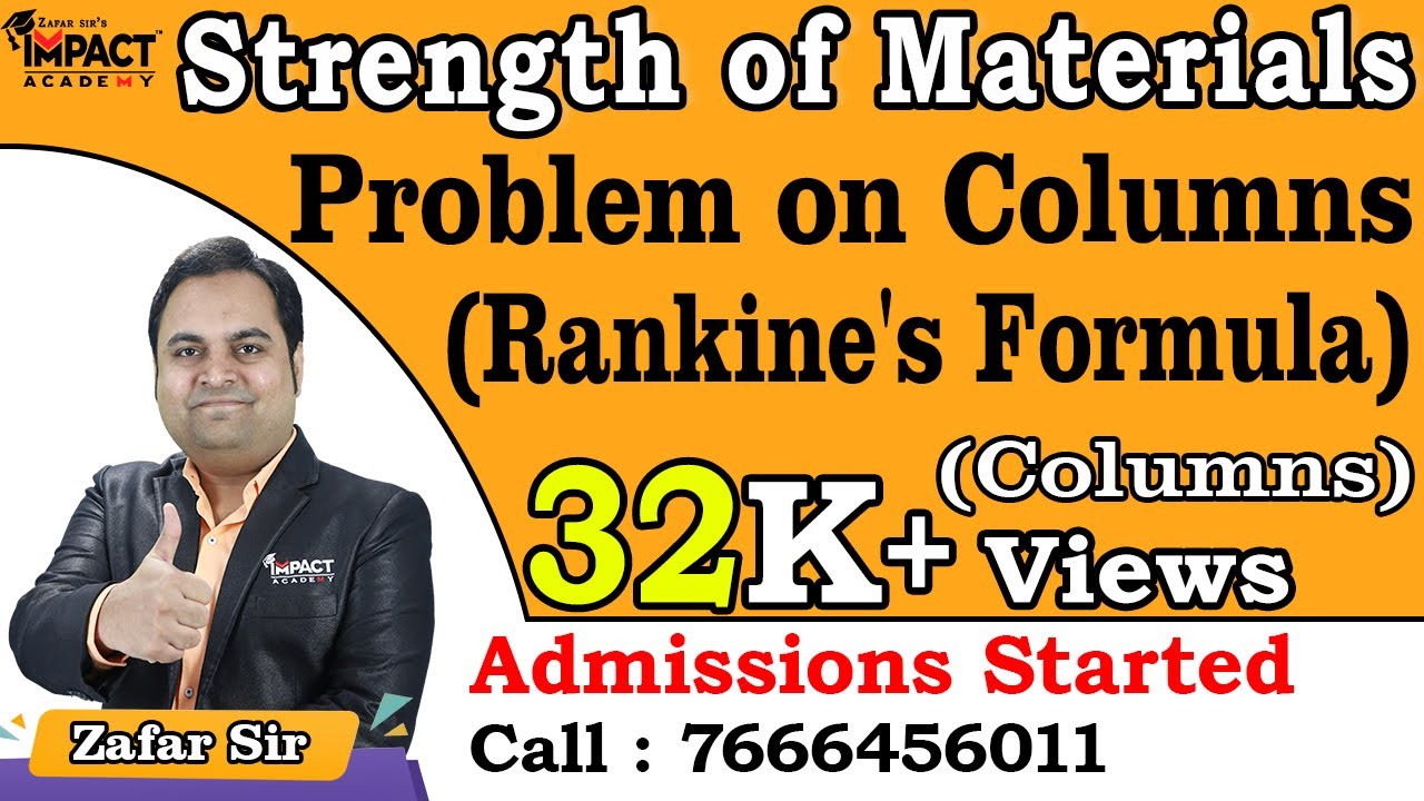 Problem On Columns Rankine s Formula Columns Strength Of Materials 