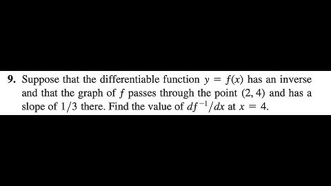 9. Suppose that the differentiable function y = ƒ(x) has an inverse and that the graph of ƒ