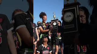 Troy Polamalu presents the Moon Area Tigers the 2024 #Steelers Girls Flag 🏈 championship trophy 🏆