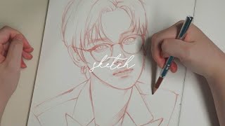 (ENG)직접 만든 드로잉북에 그리는 TXT연준 스케치 과정 / TXT Yeonjun sketch process