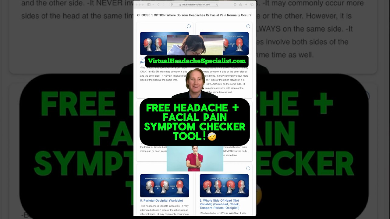 FREE headache symptom checker tool and facial pain symptom checker tool!!