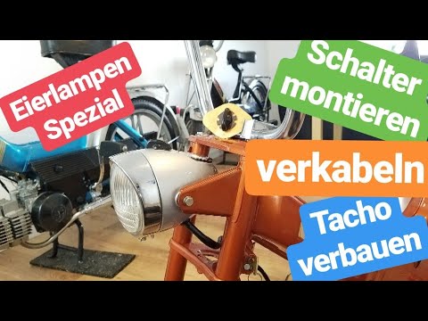 Wichtiges Eierlampen Spezial | Schalter einbau, verkabeln, Tachometer Montage | Puch Maxi