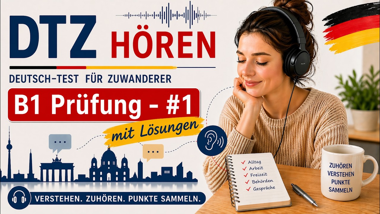 Hören Übung #1 | DTZ - B1 | Prüfung 2026 | Hören Teil 1-4 und Lösungen