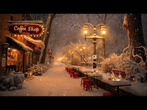Winter Jazz Instrumental Cozy Jazz Outside A Snowy Cafe For An Uplifting Mood 