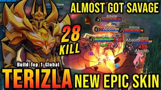 : 28 Kills + MANIAC!! Flames of Judgment Terizla New EPIC Skin!! - Build Top 1 Global Terizla ~ MLBB
