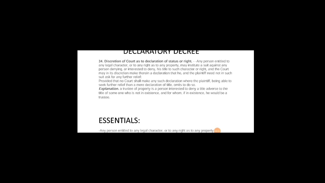 BRIEF EXPLANATION ON DECLARATORY DECREE