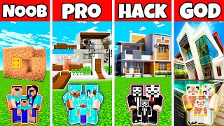 Minecraft Battle: Family NEW Prime House Build Challenge - Noob Vs Pro Vs Hacker Vs God