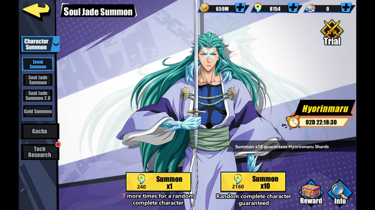 Let's Pull Hyorinmaru to 5* Plus 3* 4* 5* Stats Bleach Immortal Soul