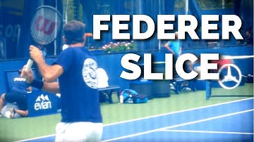Roger Federer Slice Backhand Slow Motion Court Level View - ATP Tennis Backhand Slice Technique