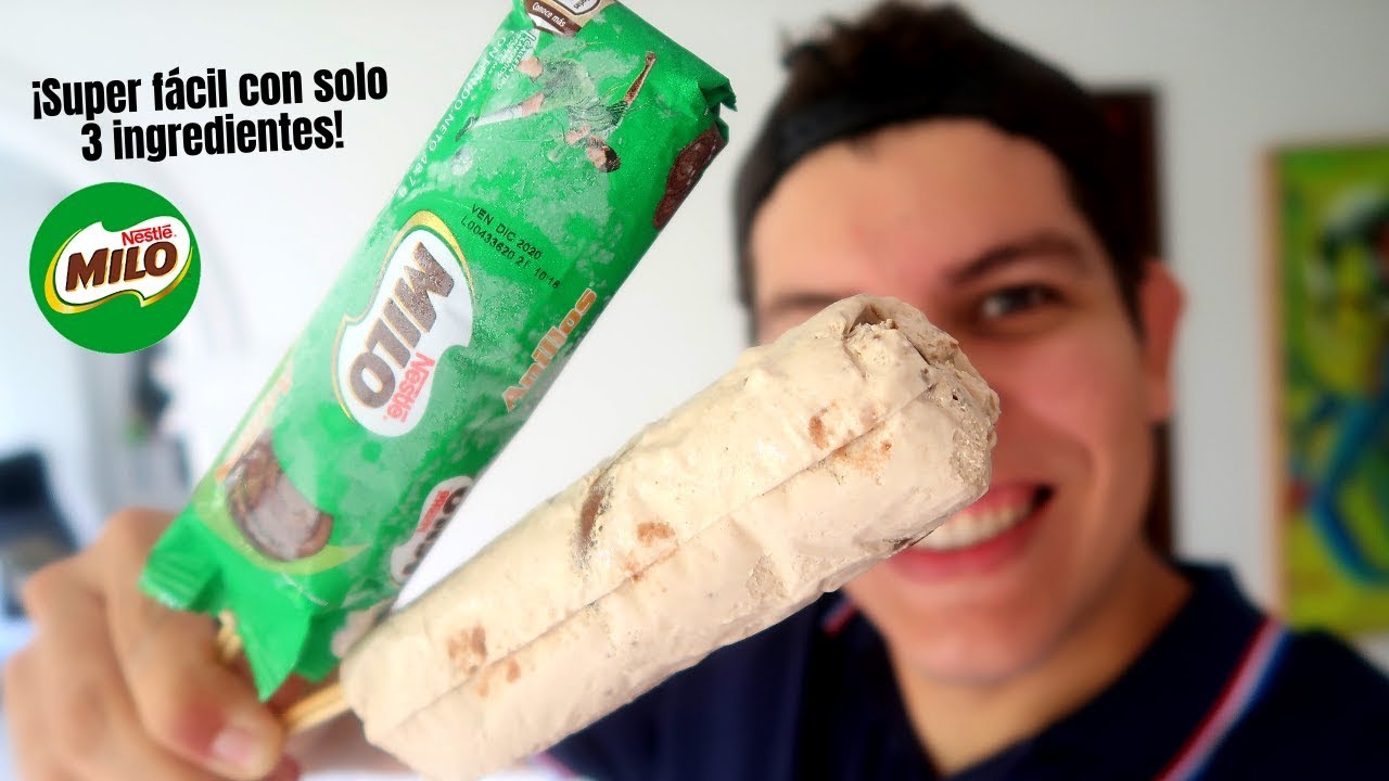 PALETA DE HELADO casero de MILO 🍦 ¡Con solo 3 INGREDIENTES! 😱 Receta facil