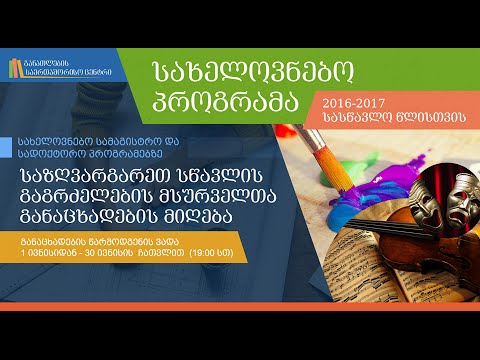 ახალი სასტიპენდიო პროგრამა სახელოვნებო სასწავლებლების სტუდენტებისთვის