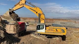 Liebherr 976 Excavator Loading Mercedes And MAN Trucks - Labrianidis Mining Works