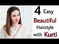 4 easy beautiful hairstyle - New open hairstyle with Indian outfit | short hair hairstyle |hairstyle