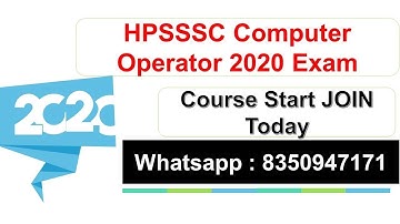 HPSSSB Computer Operator Exam 2020 |  HPSSC JOA(IT) Exam Coaching | Lets Crack Whatsapp : 8350947171