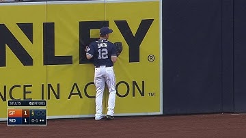 SF@SD: Smith runs down a deep fly ball in left