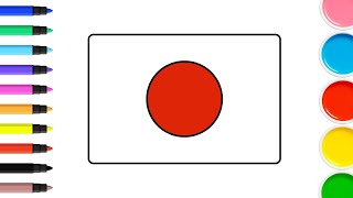 🎌✨ HOW TO DRAW & COLOR JAPAN FLAG 🇯🇵🎨 | EASY STEP BY STEP DRAWING FOR KIDS ✏️✨
