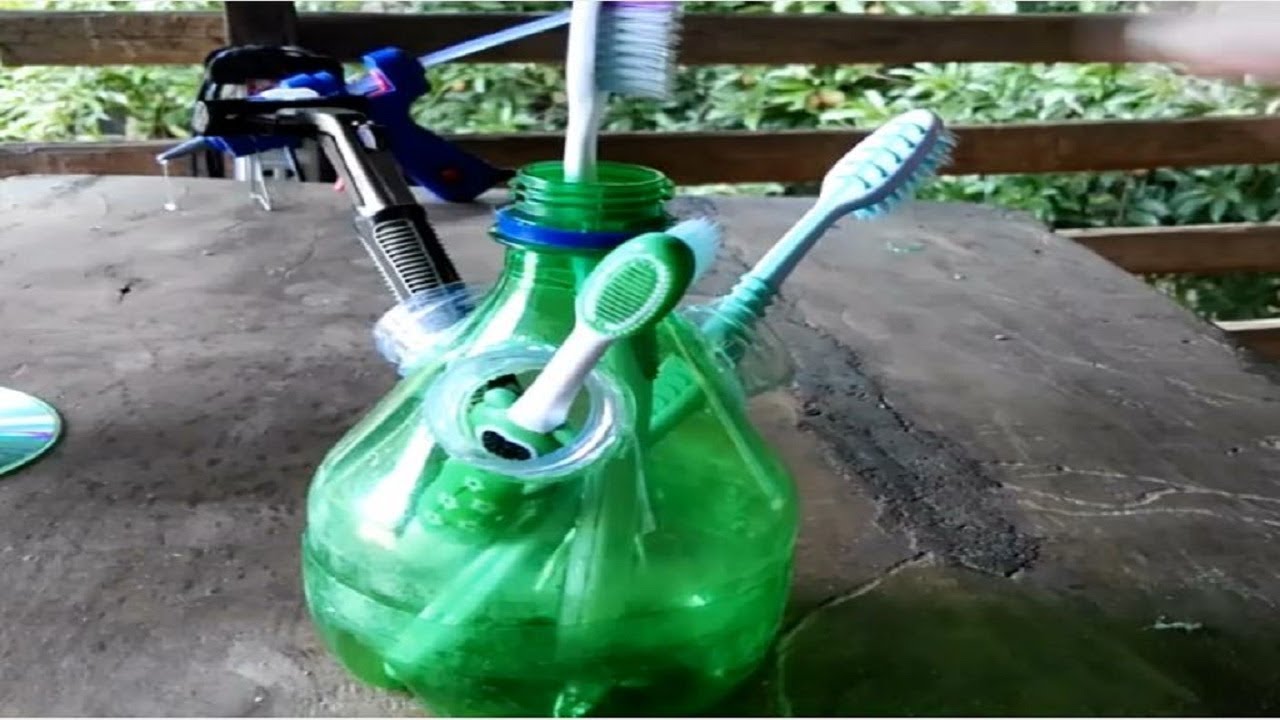 how to make plastic bottles For brushing brush - YouTube