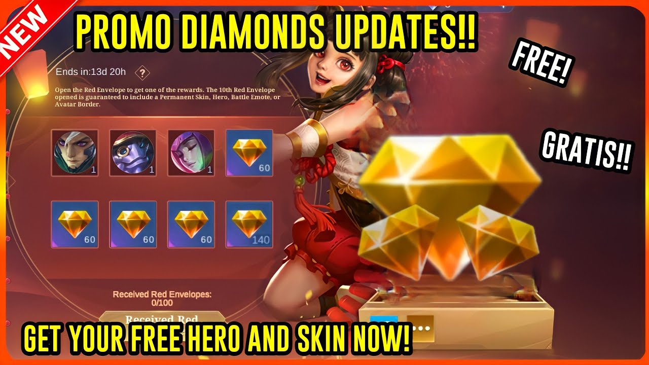 PROMO DIAMONDS EVENT! NEW EVENT FREE SKIN NOW AND HERO MOBILE LEGENDS
