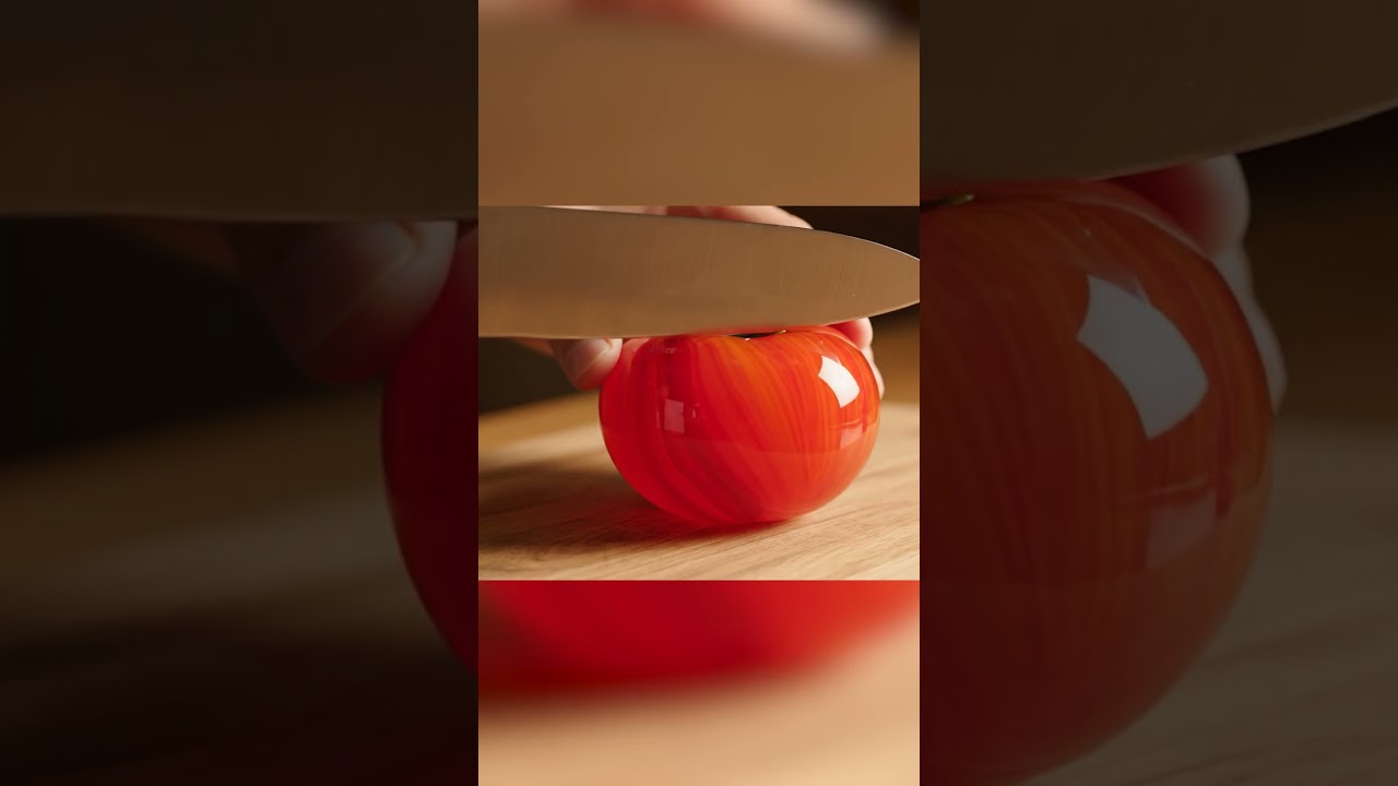 AI Glass Vegetable Cutting ASMR Tomato 🍅 | Viral Ai Video Generator